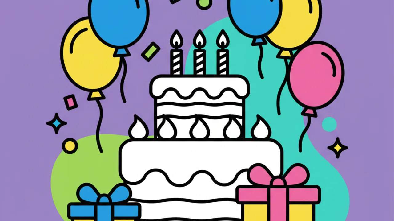 Dibujos de Fiestas de Cumpleaños y Pasteles para Colorear