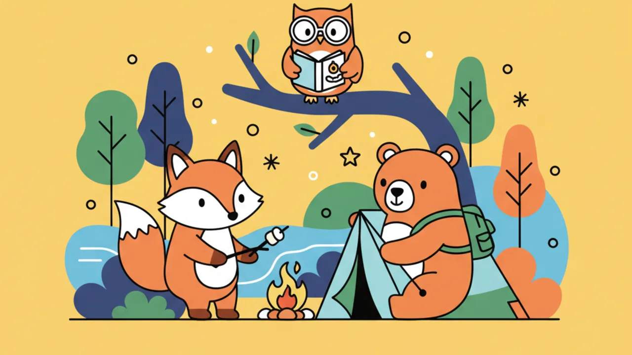 Dibujos de Animales Acampando: Diversión para Colorear en Septiembre