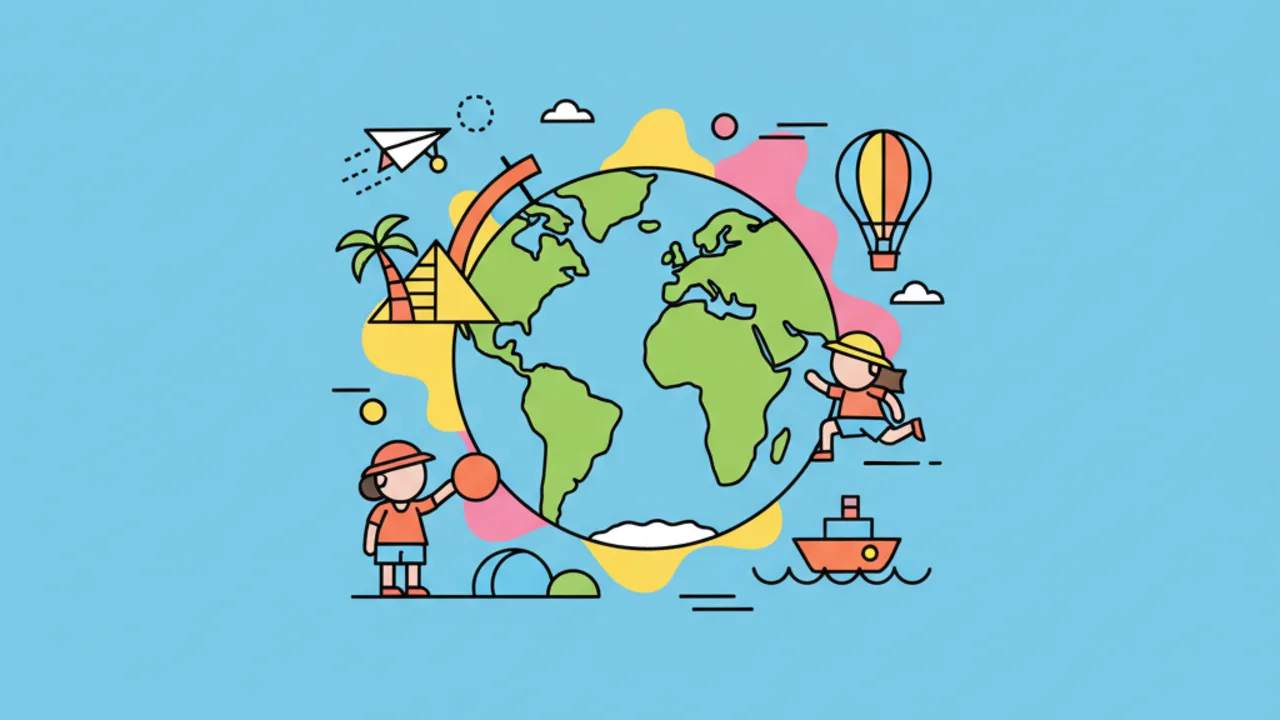 Dibujos para Colorear: Pequeños Exploradores por el Mundo