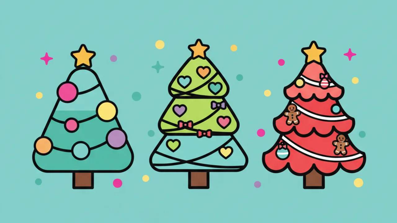 Dibujos de Árboles de Navidad Kawaii para Colorear