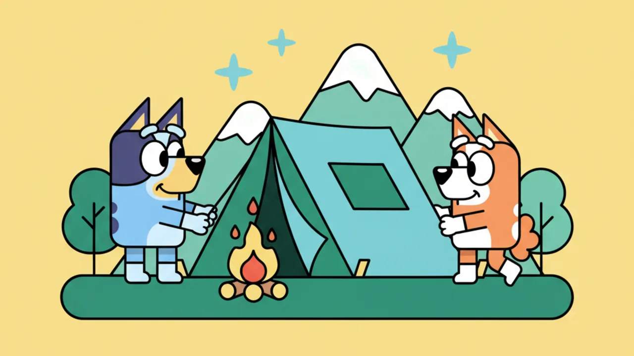 Dibujos para Colorear: Bandit y Chilli Arman la Tienda