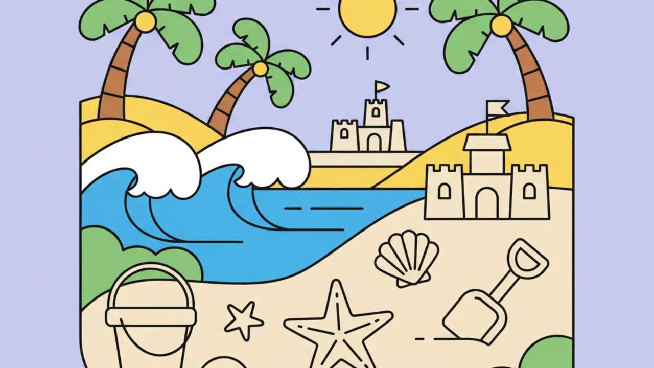 Dibujos de Playa Realistas para Colorear y Relajarse el Fin de Semana