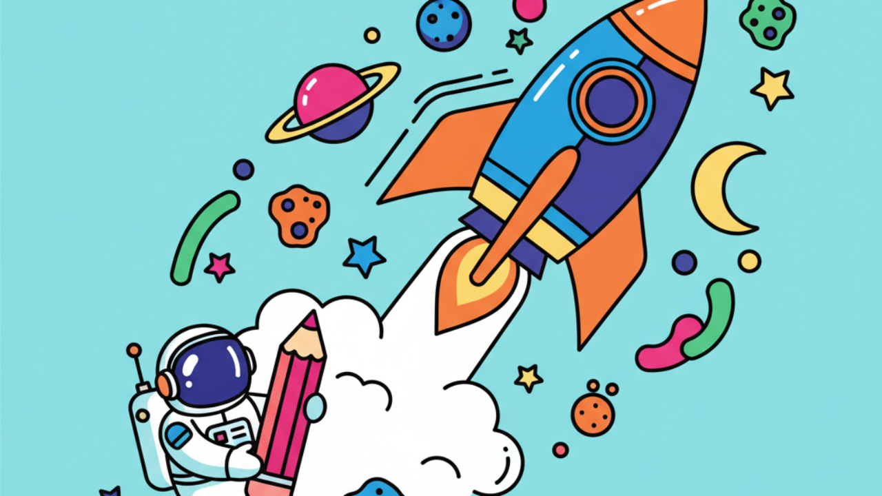 Desenhos para Colorir de Viagens Espaciais e Foguetes