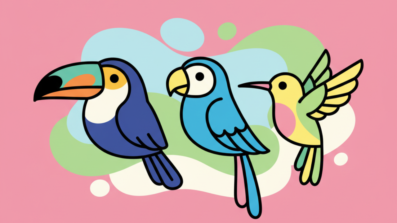 Dibujos de Aves de Brasil para Colorear (Estilo Kawaii)