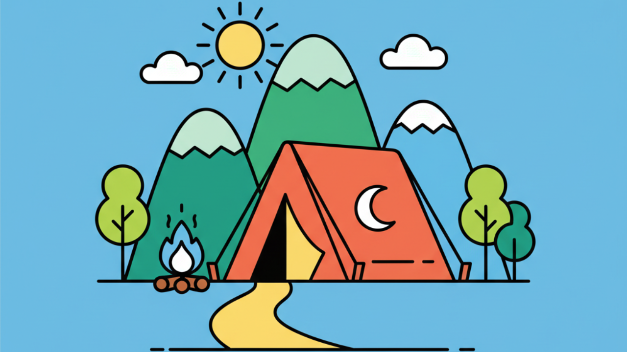 Dibujos educativos de campamento en la montaña para niños