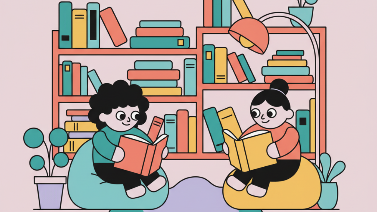 Colore Online: Personajes Leyendo en su Rincón de Lectura