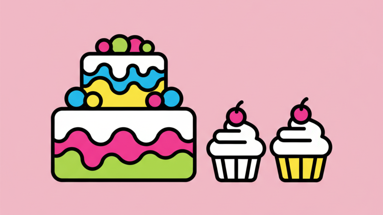 Dibujos Educativos de Dulces: Pasteles y Cupcakes para Colorear