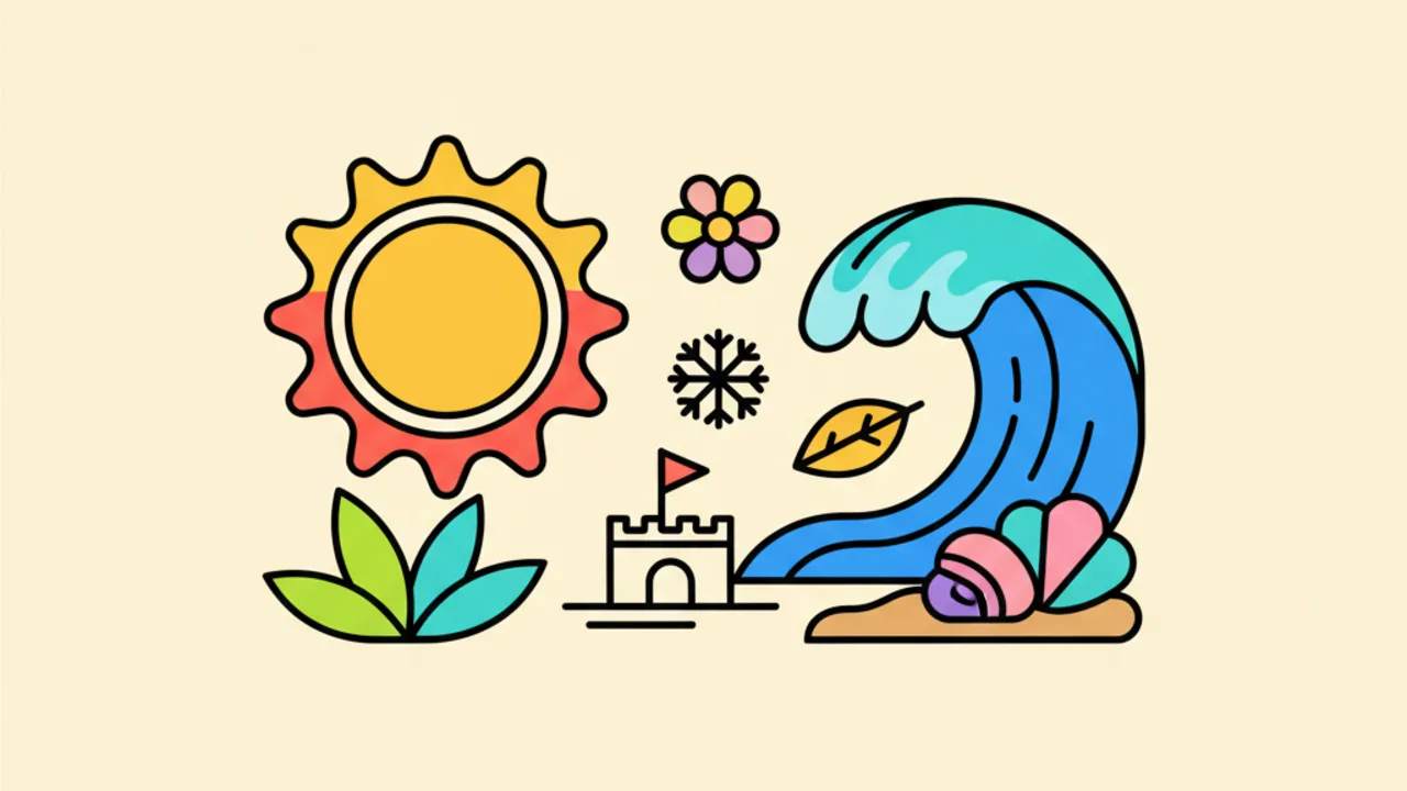 Line Art de Verano y Playa: Dibujos para Colorear Gratis