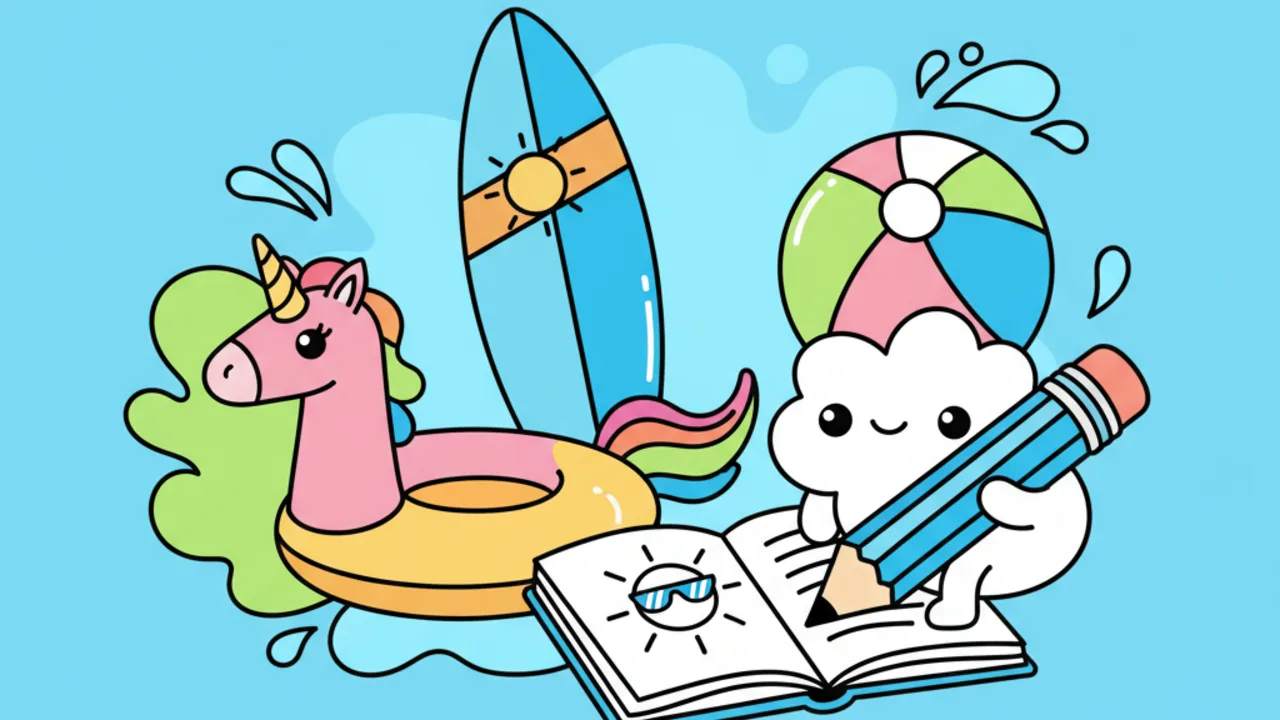 Dibujos de Día de Piscina Tiernos para Colorear