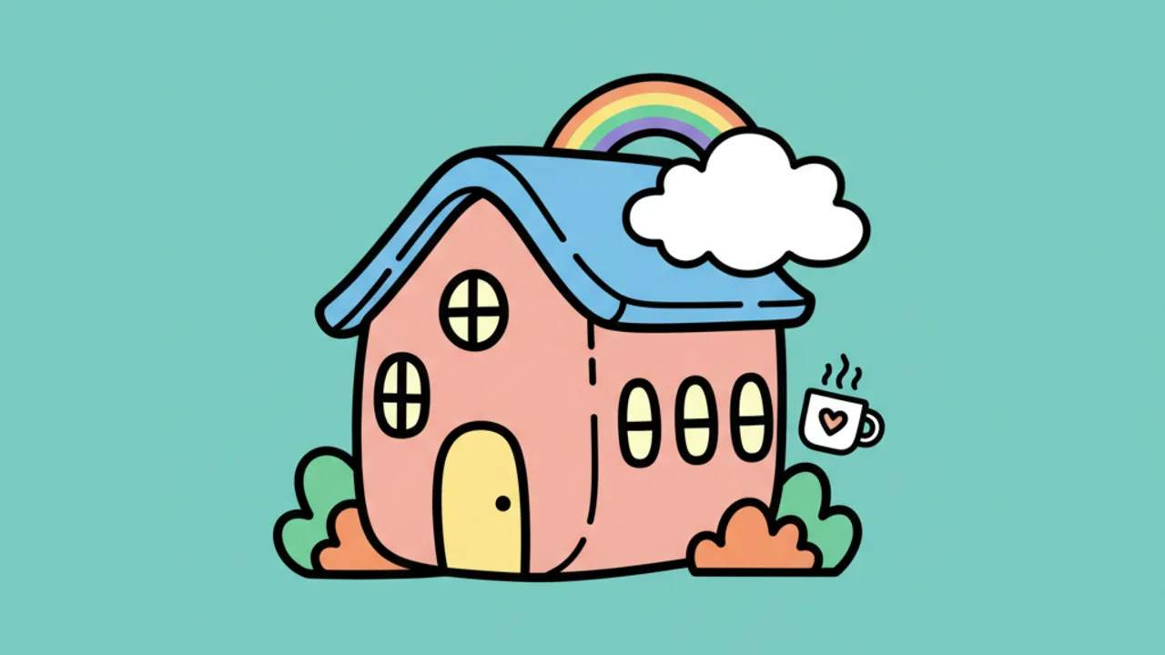 Casita Kawaii para Colorear: Dibujos Lindos y Acogedores