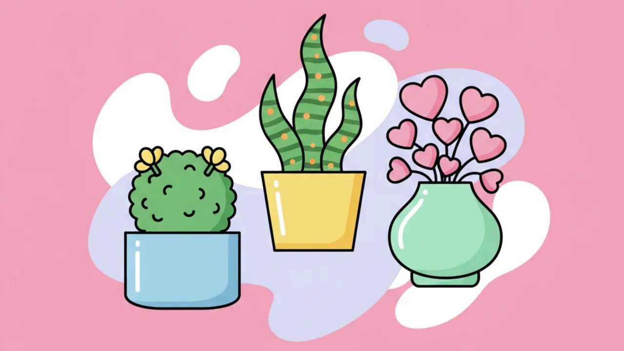 Dibujos de Macetas y Plantas Kawaii para Colorear