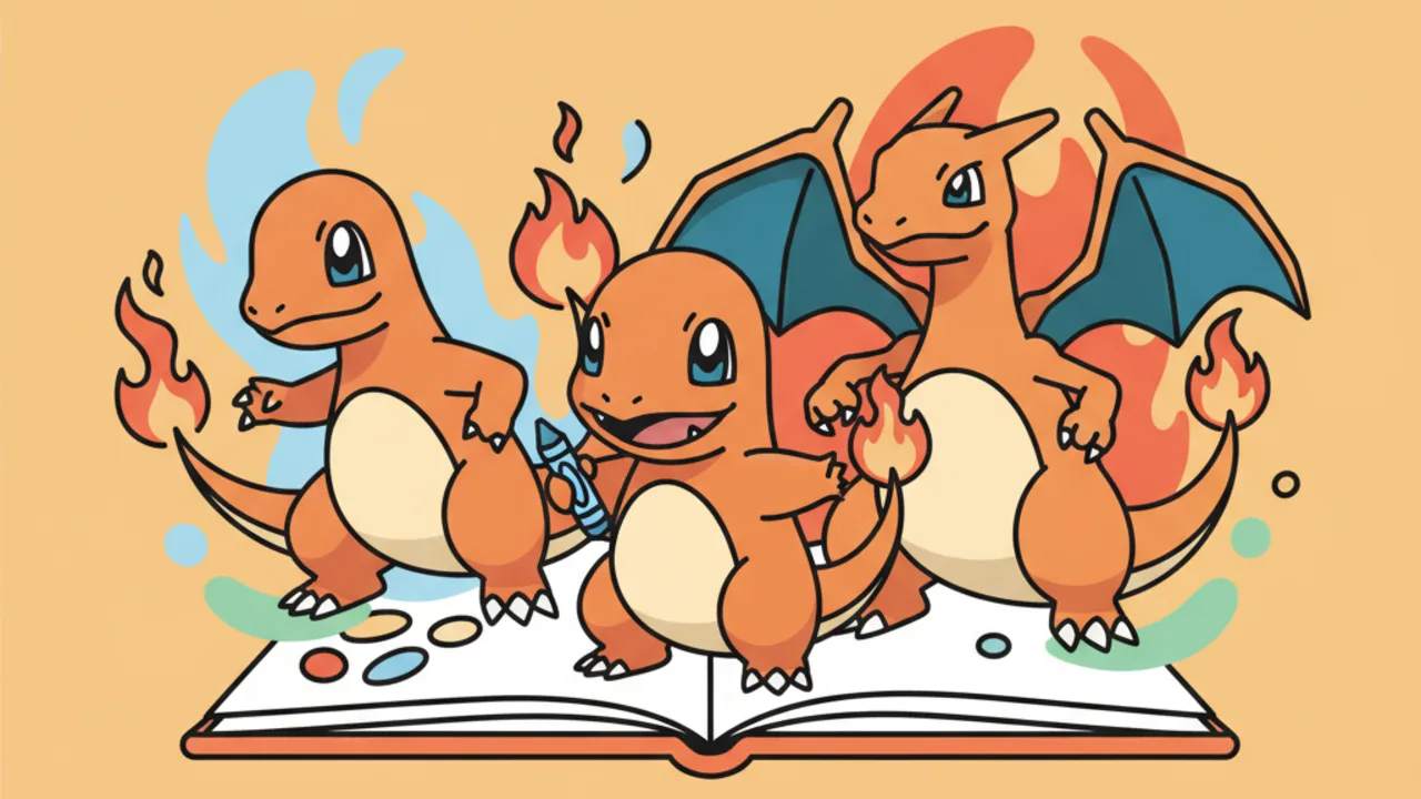 Charmander para Colorear: Dibujos Lindos y Evoluciones