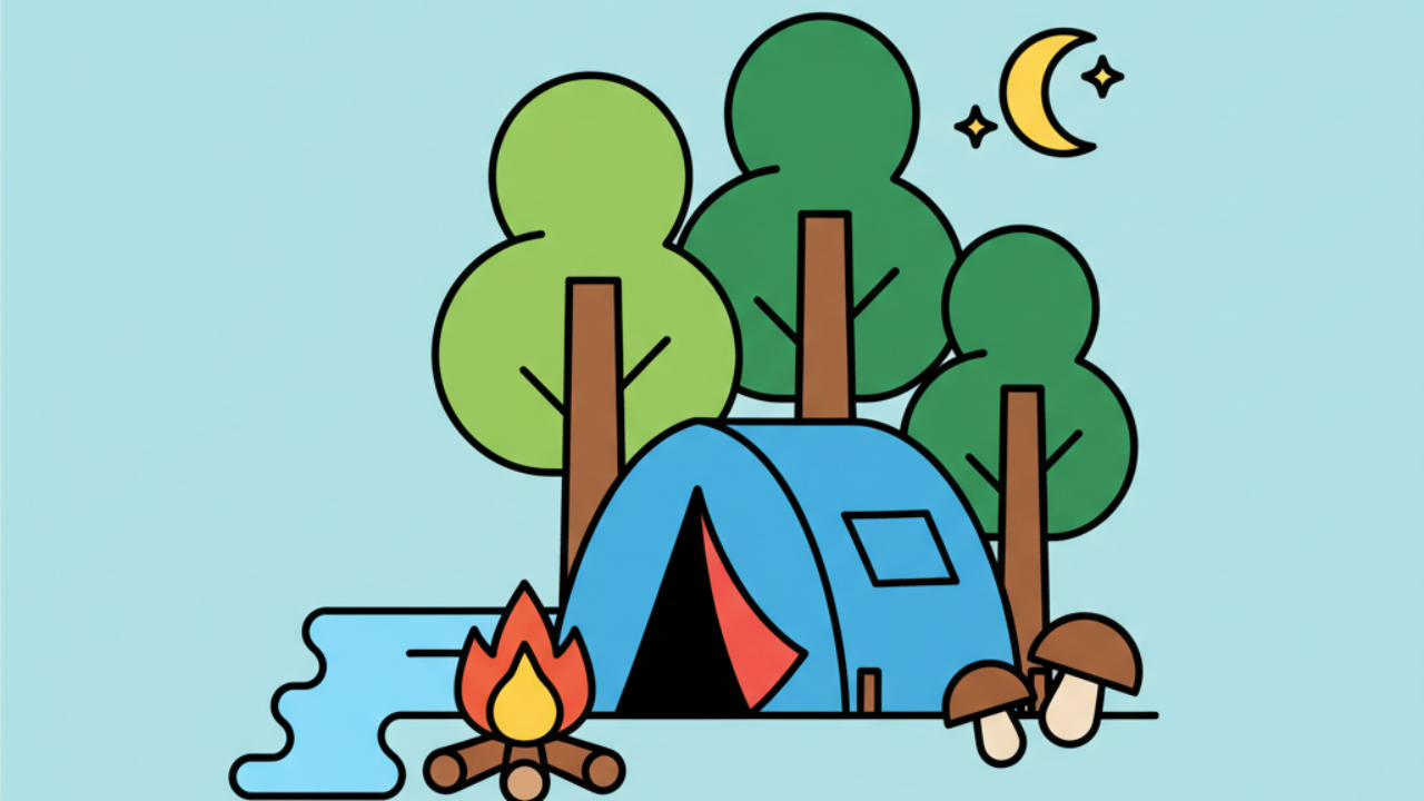 Dibujos de Campamento en el Bosque para Colorear e Imprimir