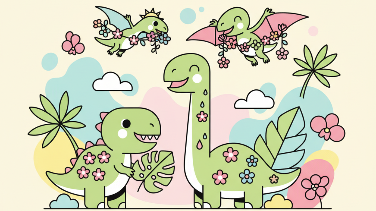 Dinosaurios tiernos para colorear: ¡Diversión de primavera!