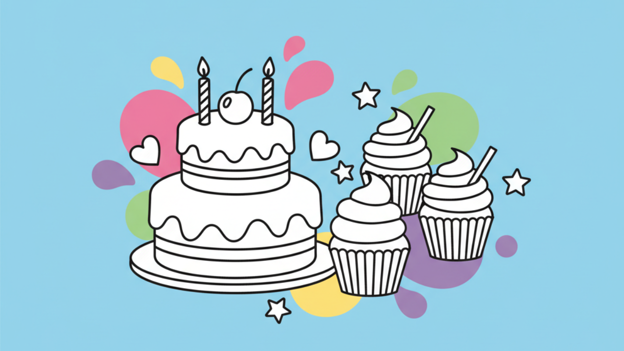 Dibujos Educativos de Pasteles y Dulces para Colorear