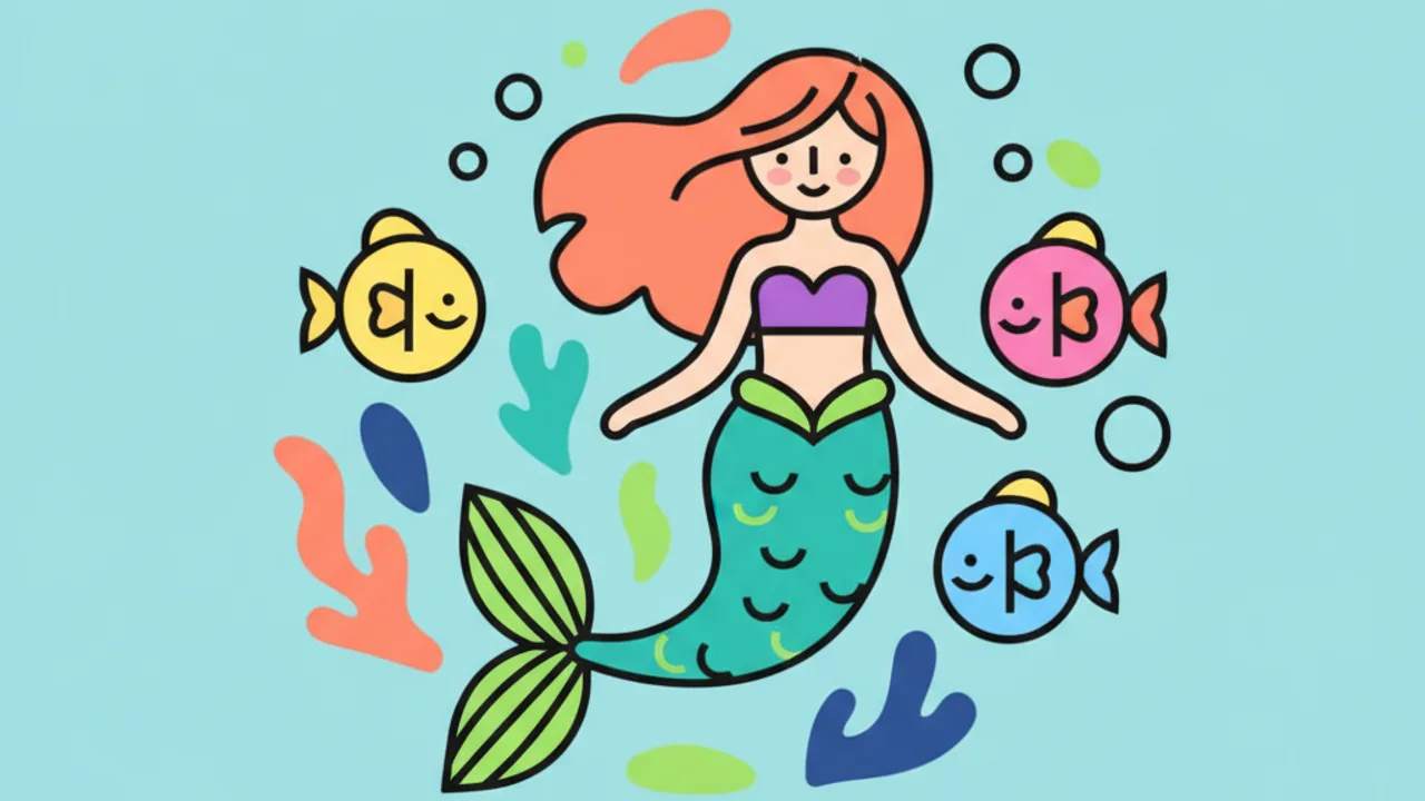 Dibujos de Sirenas y Peces Lindos para Pintar en Octubre
