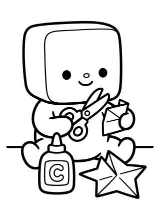 Desenho de Bebé Caja Haciendo Manualidades para colorir e imprimir grátis