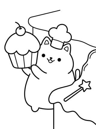 Desenho de Pandy Gato en la Cocina Mágica para colorir e imprimir grátis