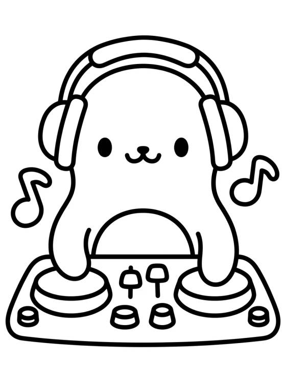 Desenho de DJ Rantantán con Auriculares para colorir e imprimir grátis