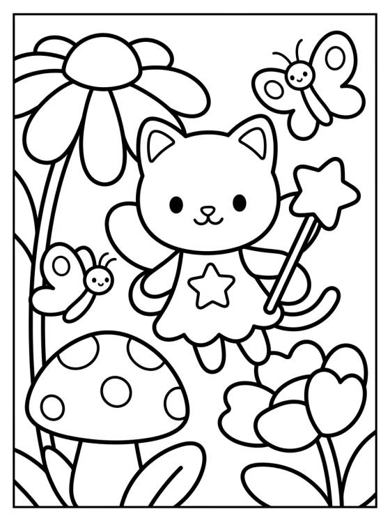 Desenho de Hada Gatina en el Jardín Mágico para colorir e imprimir grátis