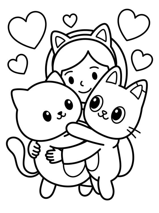 Desenho de Gabby y Pandy Patas Abrazados para colorir e imprimir grátis