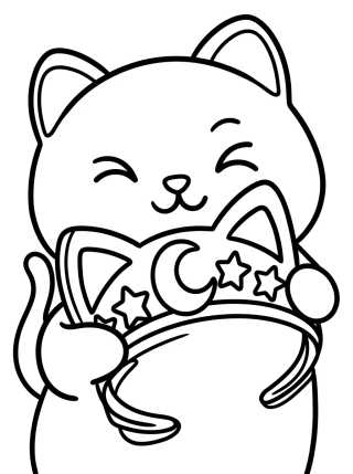 Desenho de Gato-Rata Sujetando la Diadema Mágica para colorir e imprimir grátis