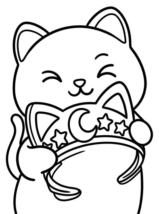 Desenho de Gato-Rata Sujetando la Diadema Mágica para colorir e imprimir grátis