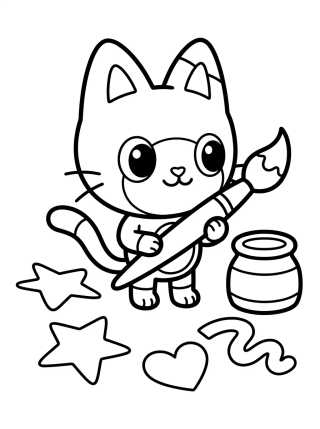 Desenho de Caja de Bebé con Pinturas y Pinceles para colorir e imprimir grátis