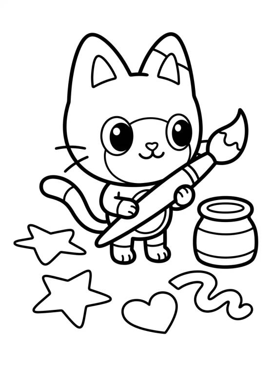 Desenho de Caja de Bebé con Pinturas y Pinceles para colorir e imprimir grátis