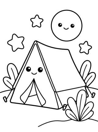 Desenho de Tienda de Campaña bajo las Estrellas para colorir e imprimir grátis