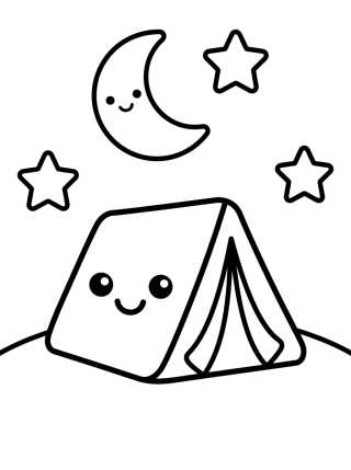 Desenho de Tienda bajo las Estrellas para colorir e imprimir grátis