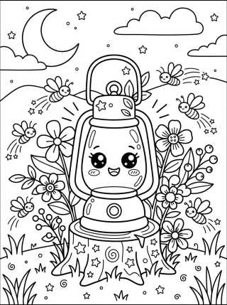 Desenho de Linterna Tierna de Campamento para colorir e imprimir grátis