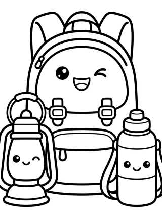 Desenho de Mochila de Aventura y Equipos Lindos para colorir e imprimir grátis