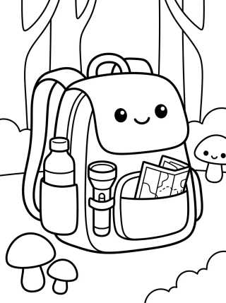 Desenho de Mochila de Aventura en el Bosque para colorir e imprimir grátis