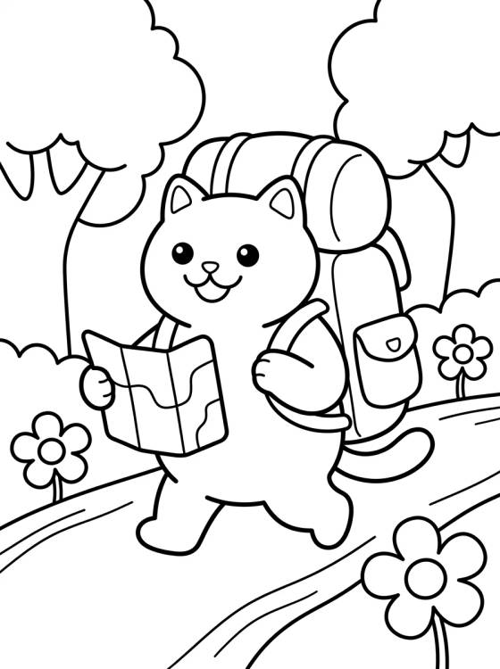 Desenho de Mochilero Feliz en el Sendero para colorir e imprimir grátis
