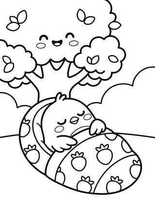 Desenho de Pajarito en Saco de Dormir para colorir e imprimir grátis