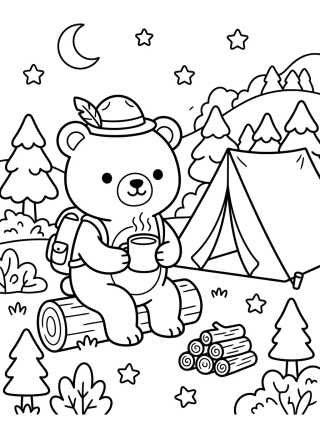 Desenho de Osito Aventurero en el Campamento para colorir e imprimir grátis