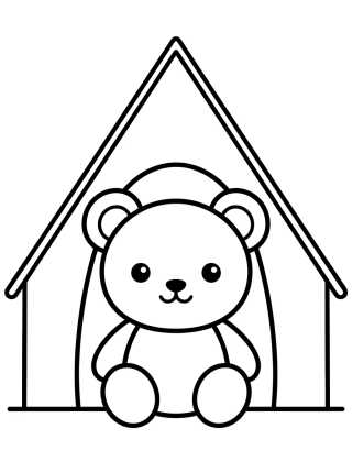Desenho de Osito Lindo en la Tienda de Campaña para colorir e imprimir grátis