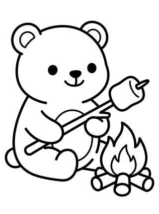 Desenho de Osito en la Fogata para colorir e imprimir grátis