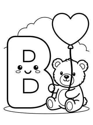Desenho de Letra B y Osito de Peluche para colorir e imprimir grátis