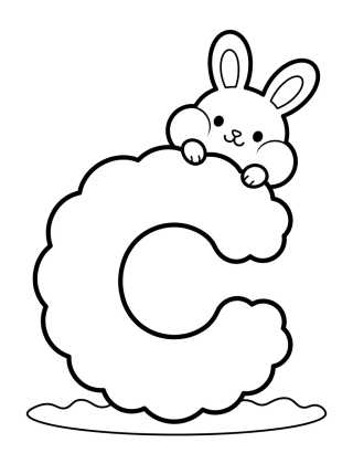 Desenho de Letra C com Conejito Tierno para colorir e imprimir grátis