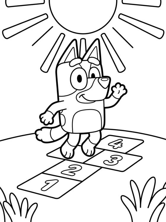 Desenho de Bingo Jugando al Avioncito para colorir e imprimir grátis