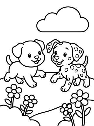 Desenho de Bingo y Chloe Jugando para colorir e imprimir grátis