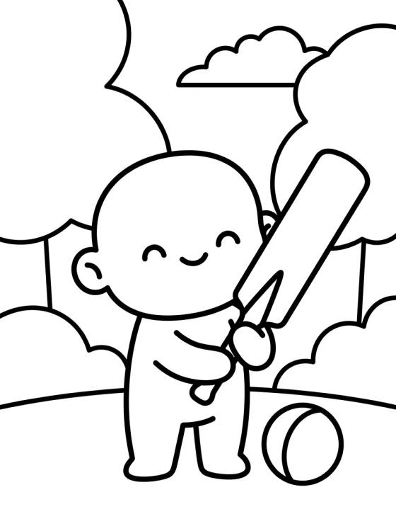 Desenho de Rusty y la Bola de Cricket para colorir e imprimir grátis