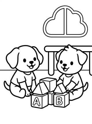 Desenho de Rusty e Indy en la Escuela para colorir e imprimir grátis
