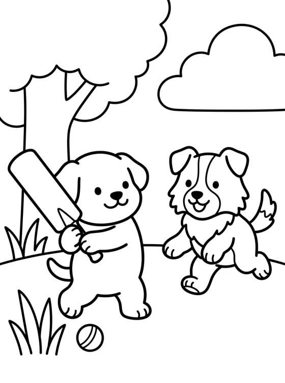 Desenho de Rusty e Mackenzie Jugando Cricket para colorir e imprimir grátis