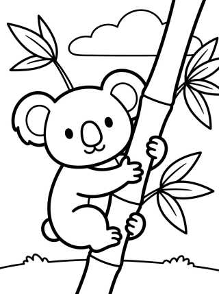 Desenho de Coala Abrazado a un Bambú para colorir e imprimir grátis