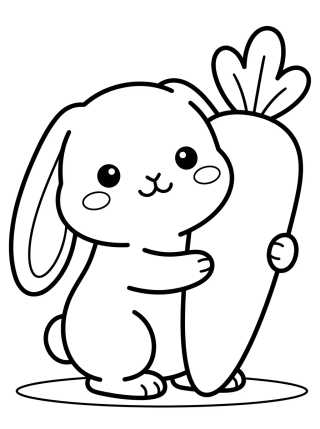 Desenho de Conejito Tierno con Zanahoria para colorir e imprimir grátis