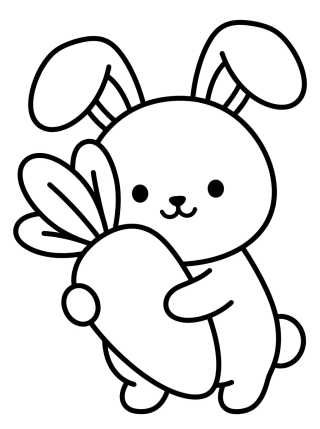 Desenho de Conejito Lindo con Zanahoria para colorir e imprimir grátis