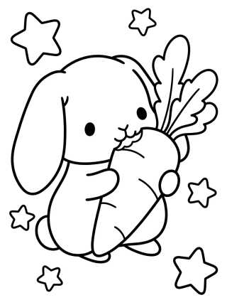 Desenho de Conejito Tierno con Zanahoria para colorir e imprimir grátis